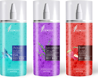 

Femiss Aqua, Lavender and Berry Body Wash(750 ml, Pack of 3)