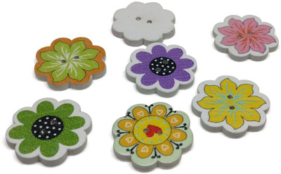 

Aumni Crafts Wooden Buttons For Craft Scrapbook & Sewing 19x2mm Flower Multi-Color (Pack of 40 pieces) Wooden Buttons(Pack of 40)