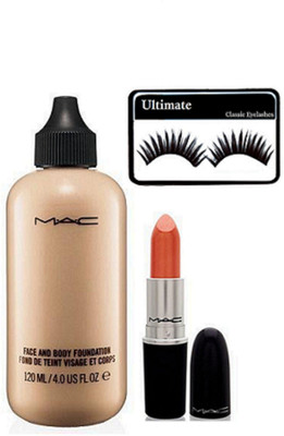 

Ultimate Eyelashes, Face And Body Foundation, Orange Lipstick Of Mac(Set of 3)