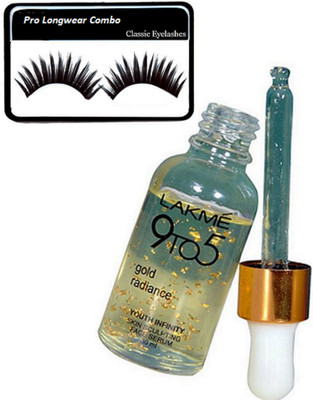 

Pro longwear combo eyelashes , lakme Gold Radiance Youth Infinity Skin Sculpting Face Serum(Set of 2)