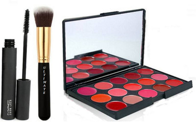 

Ultimate Makeup brush, lip palette in 15 shades & Zoom lash mascara(Set of 3)