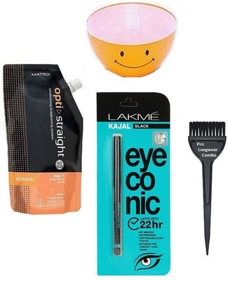 

Pro longwear combo Hair Brush, Matrix Opticare Straight Hair Cream With Eyeconic Deep Black Kajal(Set of 3)