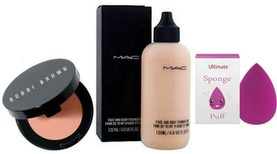 

Ultimate Sponge Puff, Bobbi Brown corrector concealer With Mac Face & Body Liquid Foundation Beige SPF 15 120 ml(Set of 3)