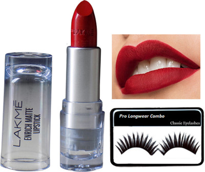 

Pro longwear combo Eyelashes, Enrich Dark Shade Lipstick(Set of 2)