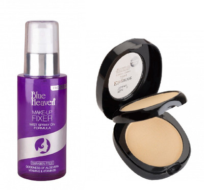

Blue Heaven Makeup Fixer - Mist Spray Formula withElegance 2 IN 1 Compact Powder (PACK OF 2)(Set of 2)