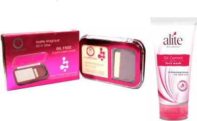 

COLORS QUEEN Matte Oil Free Altra-fine coverage Waterproof Make-up Cake powder Compact with Alite Oil control Face wash combo(Set of 2)