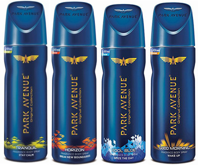 Park Avenue STORM DEODORANT SPRAY 150 ML +COOL BLUE DEODORANT SPRAY 150 ML +HORIZON DEODORANT 150 ML+TRANQUIL DEODORANT 150 ML Deodorant Spray - For Men & Women(150 ml, Pack of 4)