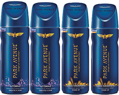 

Park Avenue GOOD MORNING DEODORANT SPRAY 150 ML +STORM DEODORANT SPRAY 150 ML Deodorant Spray - For Men & Women(150 ml, Pack of 4)
