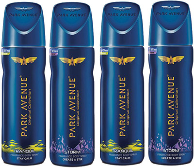 

Park Avenue STORM DEODORANT SPRAY 150 ML +TRANQUIL DEODORANT SPRAY 150 ML Deodorant Spray - For Men & Women(150 ml, Pack of 4)