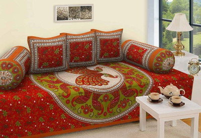 New panipat textile zone Cotton Geometric Diwan Set(Multicolor)
