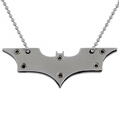 

Gadgetsden Stainless Steel Polished Batman Cut Through Dog Tag Silver Color Pendant Necklace Ball Chain Plain Silver Dog Tag