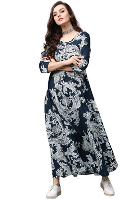 Aks Women Maxi Blue, Green Dress Flipkart