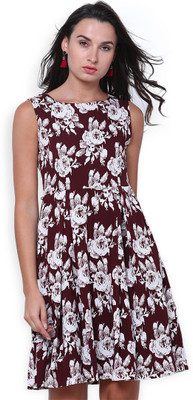 Tokyo Talkies Women Shift Maroon Midi/Calf Length Dress