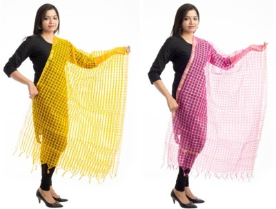 LODESTONE Poly Chanderi Checkered Women Dupatta