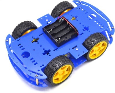 KitsGuru Smart Car Chassis 4WD / Racing Car / Robot Car Chassis / Wheels / Motors (Blue) Electronic Components Electronic Hobby Kit