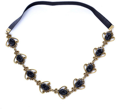 

Young & Forever Paradiso Black Floral Tiara/Crown/ Hair Accessories Hair Band(Gold, Blue)