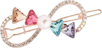 

Young & Forever Paradiso Pearl Embellished Bow Tie Multicolur Crystal Hair Clip Hair Clip(Gold, Multicolor)