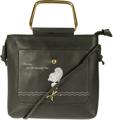 

JG Shoppe Women Casual Black PU Sling Bag