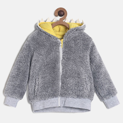 

Mini Klub Full Sleeve Self Design Baby Boy's Jacket, Grey marl