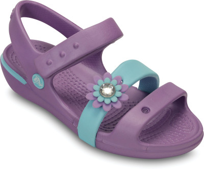 Crocs Girls Velcro Sports Sandals(Purple, Iris/ice blue