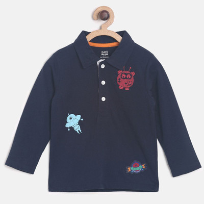 Mini Klub Boys Printed Cotton T Shirt(Dark Blue, Pack of 1) Flipkart