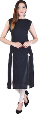 Desier Women Self Design Straight Kurta(Black) Flipkart