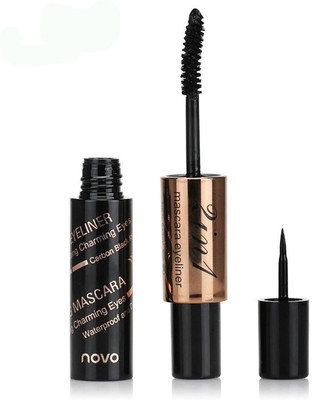 

Novo Long Lasting Quick Dry 2 in 1 Dense Mascara + Liquid Eye Liner Imported Curly Mascara brush .Dual purpose, one against two, simple and quick 12 ml(Black)