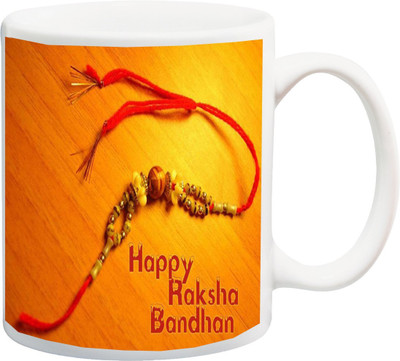 

ME&YOU Raksha Bandhan Gift for Brother/Bro/Bhai; Happy Rakhi with Beautiful pearls Printed Ceramic Mug(325 ml), Multicolor