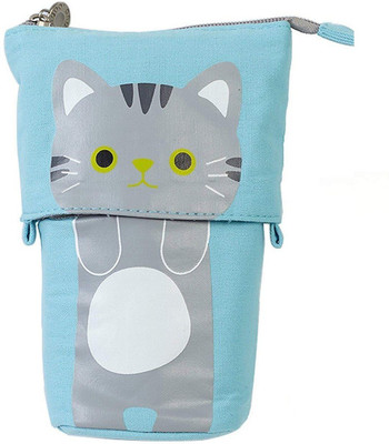 

Aeoss Pencil Bag New Cartoon Pencil Bag Canvas Cartoon Cat Cute Telescopic Pen Case Box with Zipper Closure Art Canvas Pencil Box(Set of 1, Blue)