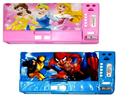 

S2KCrafts Barbie & Spiderman S2KC-1023 Barbie & Spiderman, 8 Buttons Jumbo Magnet Art Plastic Pencil Boxes(Set of 2, Pink, Blue)