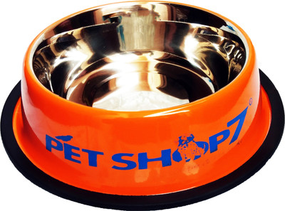 

Petshop7 Stylish - Regular Anti Skid Dog Food Bowl / Dog Bowl (950ML, Orange) (Medium) Round Stainless Steel Pet Bowl(900 ml Orange)