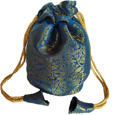 

auk Elegant Blue Brocade Potali For Women's. Potli(Blue)