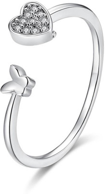 MYKI Stylish Love Micro Pave Zircon Royal Collection Silver  Ring For Wmen & Girls Sterling Silver Swarovski Zirconia Sterling Silver Plated Ring