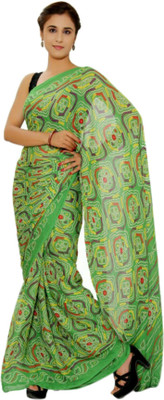 RAJASTHANI BANDEJ Printed Bandhani Crepe Saree(Multicolor)