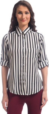 

Uptownie Lite Women's Striped Casual Black Shirt