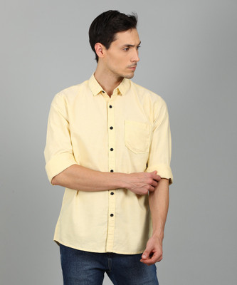 Wrangler Men Solid Casual Yellow Shirt 