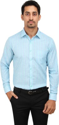 MAHARAJA Men Striped Casual Blue Shirt