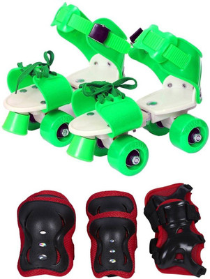 

Assemble Adjustable Quad Roller Skate With Safety Knew,Elbow,Palm Safe Pad for kids-Multicolor Quad Roller Skates - Size Sun Apr 08 00:00:00 IST 2018 UK(Multicolor)