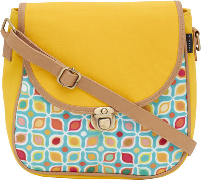 

Haqeeba Women Casual Yellow Canvas Sling Bag