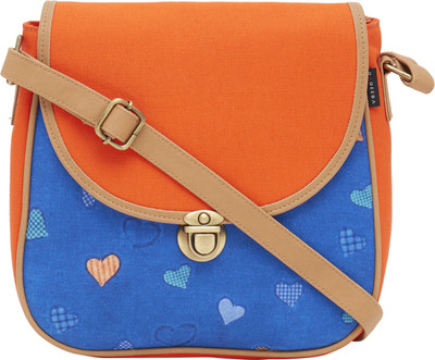 

Haqeeba Women Casual Orange, Blue Canvas Sling Bag, Blue;orange