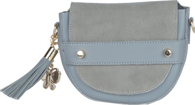 

Butterflies Women Casual Grey, Blue PU Sling Bag, Blue;grey