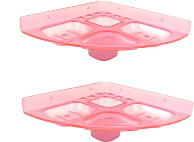 

RoyaL Indian Craft 5 in 1 Unbreakable Set of 2 Pink Color Soap Holder, Toothpaste Holder With Tumbler(Pink)