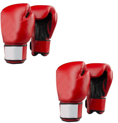 

Lots International Fight Punch Hand Gloves PU Leather (2 Pair) Boxing Gloves (M, Red)