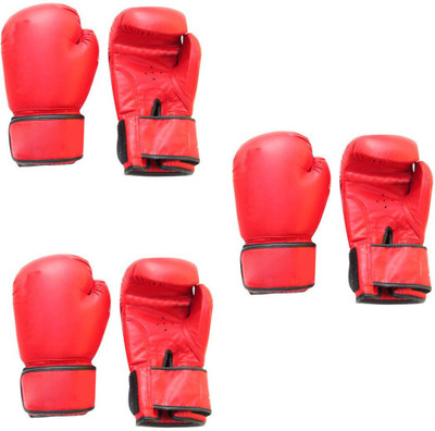 

Lots International Fight Punch Hand Gloves PU Leather (3 Pair) Boxing Gloves (XL, Red)