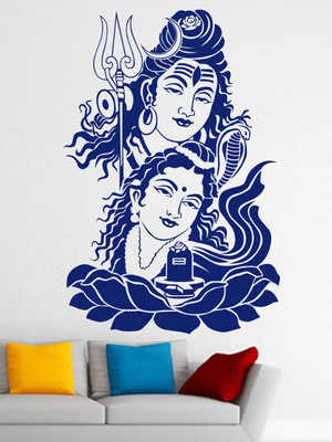 ALLURE 89 cm Lord Shiv And Parvati Ji_2 Self Adhesive Sticker(Pack of 1)