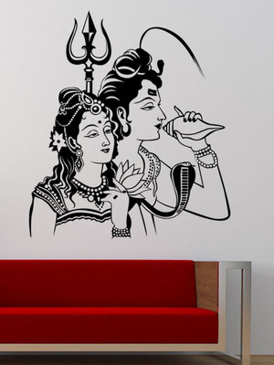 ALLURE 64 cm Shiv Parvati Self Adhesive Sticker(Pack of 1)