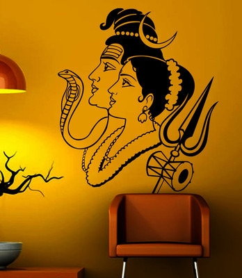 ALLURE 70 cm Shiv Parvati Self Adhesive Sticker(Pack of 1)