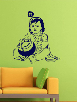 ALLURE 64 cm Lord Krishna_4 Self Adhesive Sticker(Pack of 1)