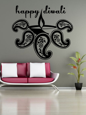 ALLURE 64 cm Happy Diwali Self Adhesive Sticker(Pack of 1)