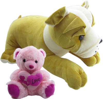 

Gift Decor Shop Bull Dog Stuffed soft Toy (Multi, 50 cm) Combo with soft toy pink love teddy bear for kids (Pink, 38 cm) - 20 cm(Multicolor)